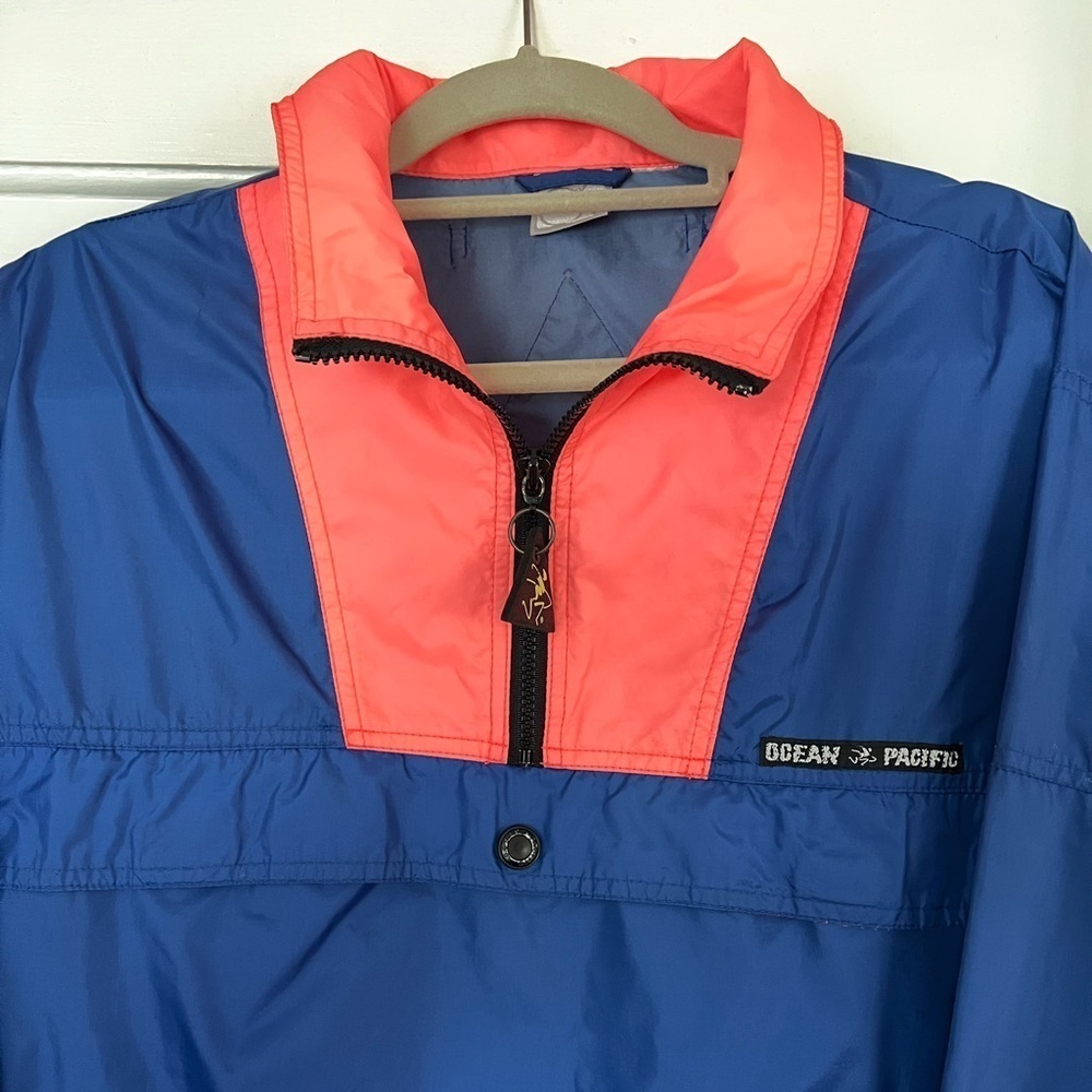 Vintage Ocean Pacific Neon Coral Windbreaker Jacket Men’s Size XL 90s Surf Skate - Picture 10 of 10